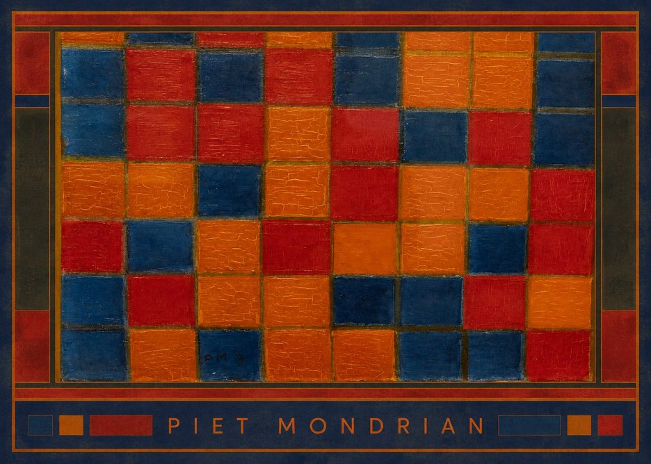 Piet Mondrian Checkerboard Composition with Dark Colors No3 - Poszter