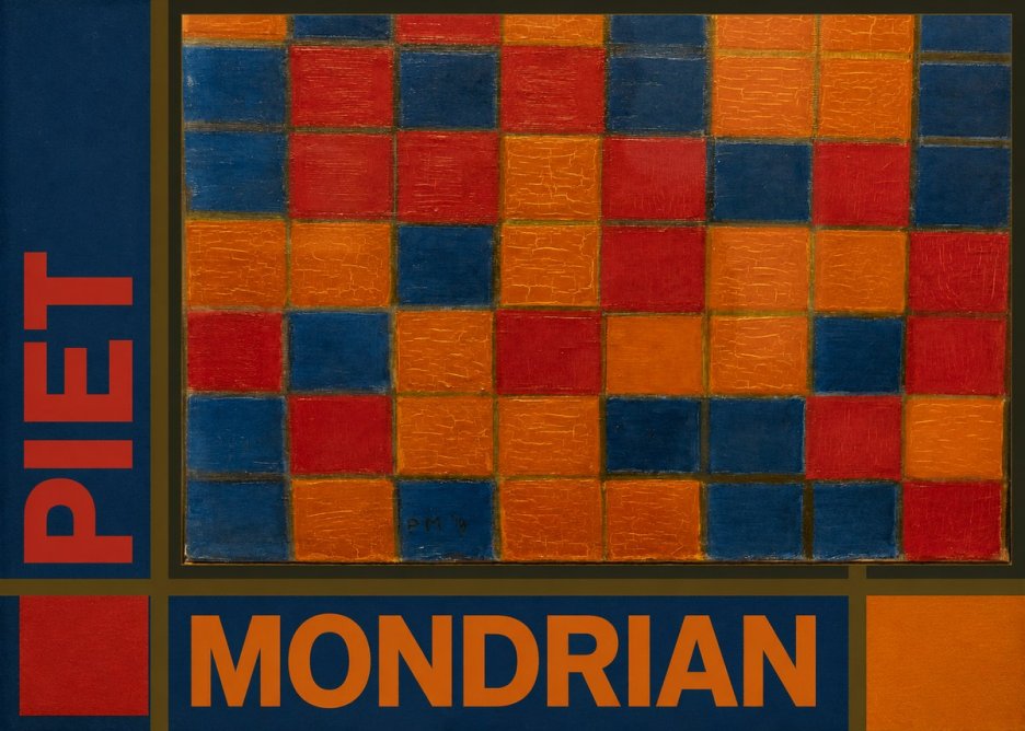 Piet Mondrian Checkerboard Composition with Dark Colors No5 - Poszter