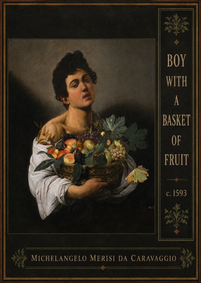 Michelangelo Merisi da Caravaggio Boy with a Basket of Fruit No2 - Poszter