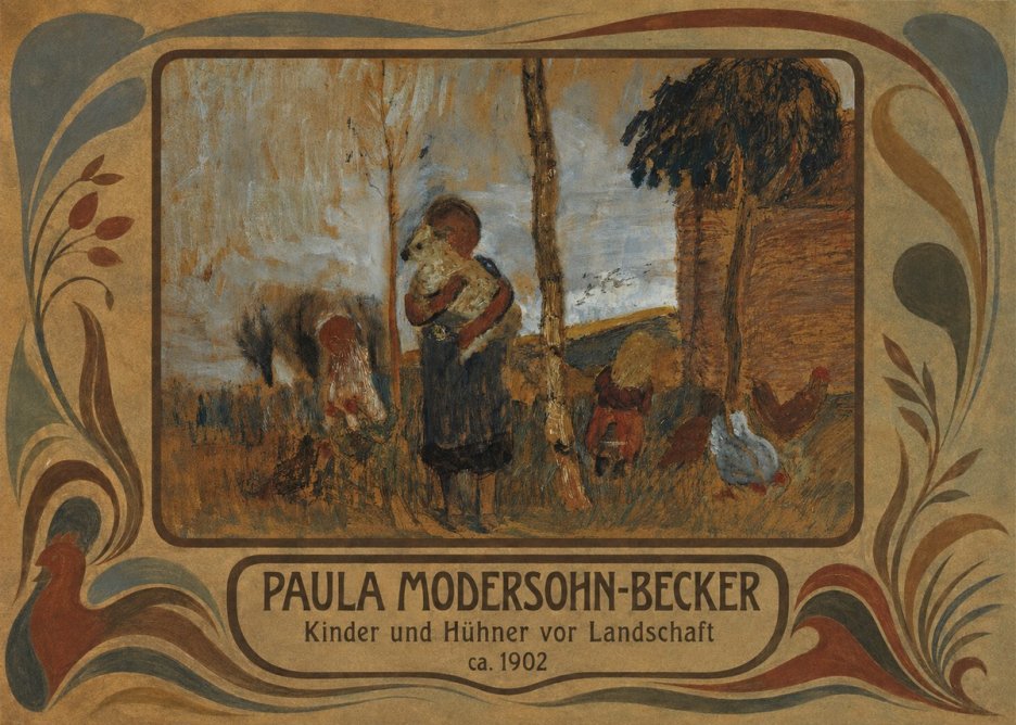 Paula Modersohn-Becker Kinder Und Hühner Vor Landschaft No4 - Poszter