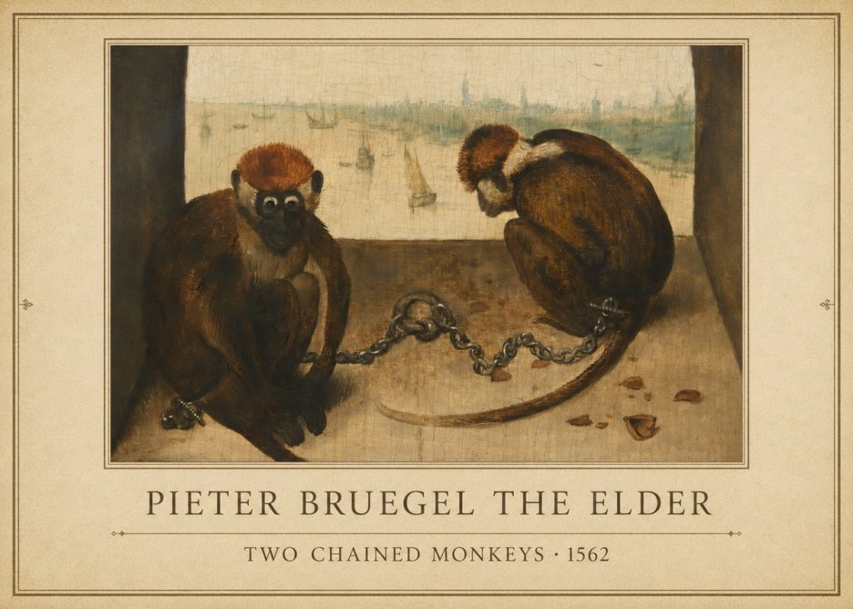 Pieter Bruegel Two Chained Monkeys II No1 - Poszter