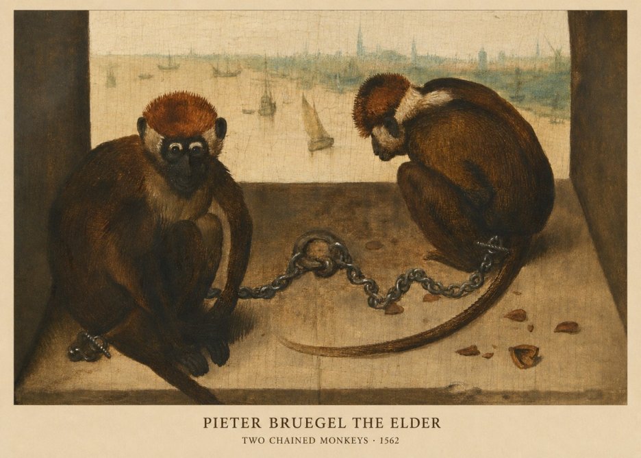 Pieter Bruegel Two Chained Monkeys II No6 - Poszter
