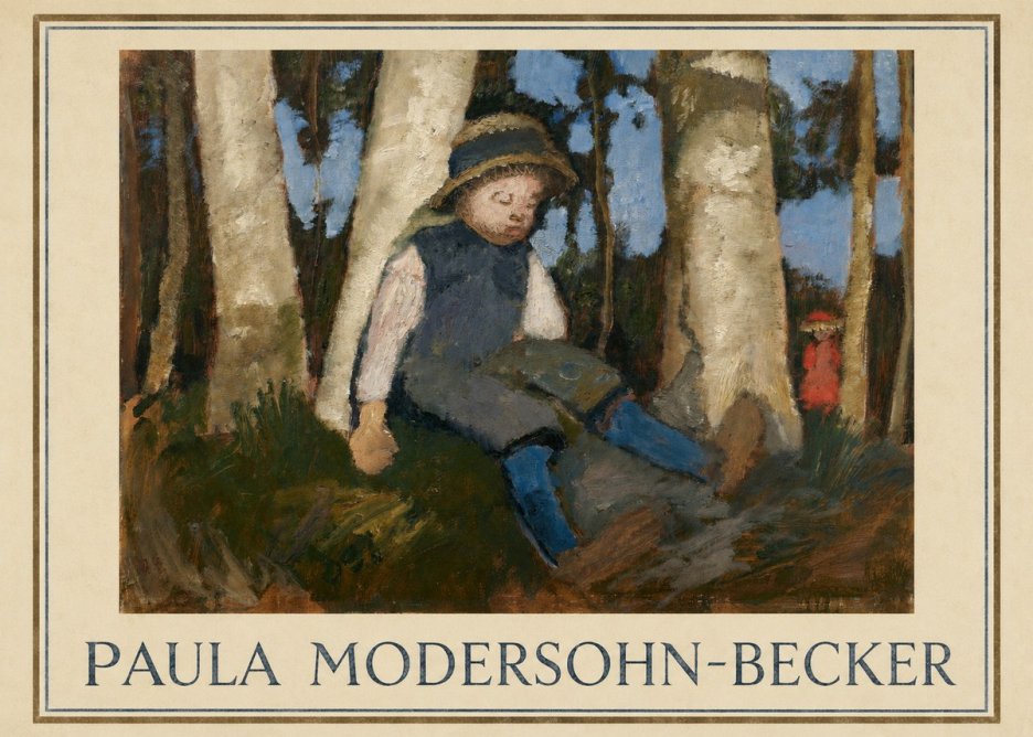 Paula Modersohn-Becker Sleeping Child in a Birch Grove No1 - Poszter
