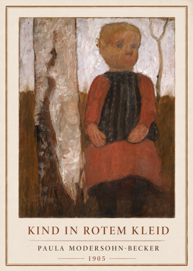 Paula Modersohn-Becker Kind in Rotem Kleid No2 - Poszter