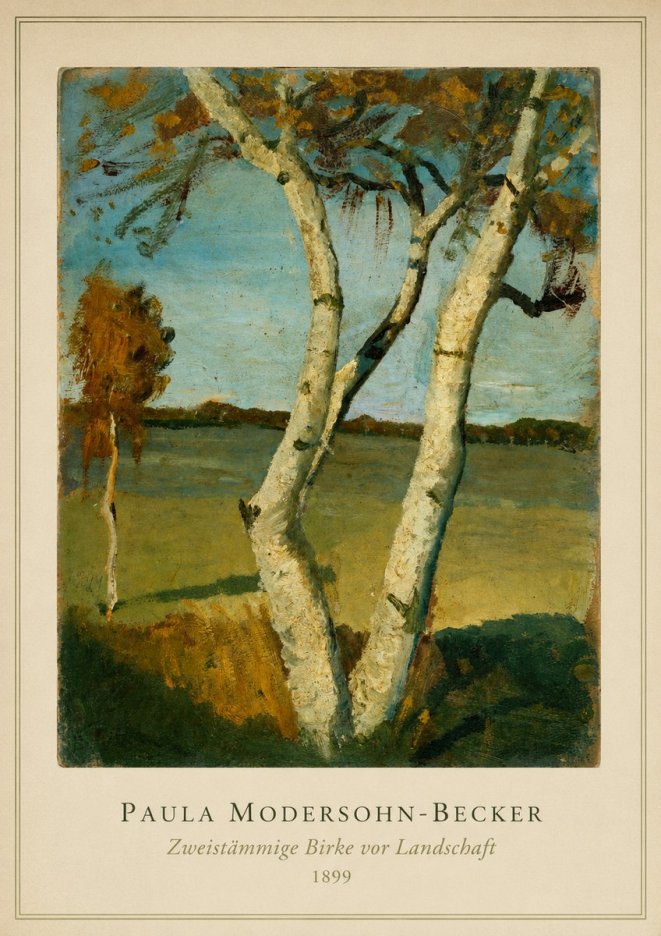 Paula Modersohn-Becker Zweistämmige Birke Vor Landschaft No3 - Poszter