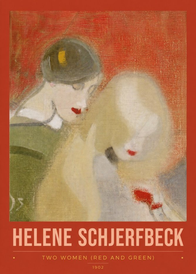 Helene Schjerfbeck Two Women (Red and Green) No2 - Poszter