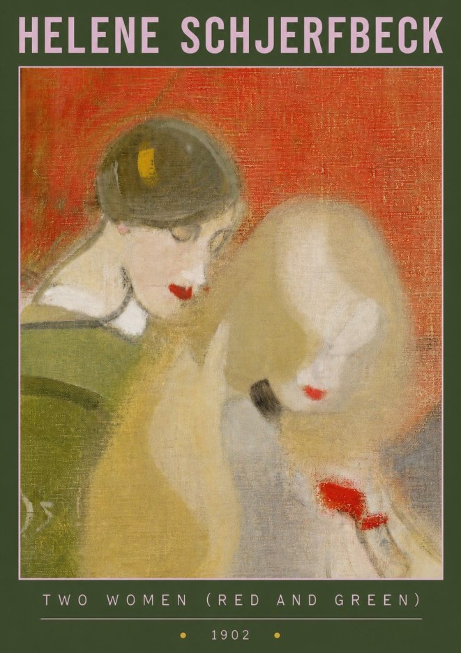 Helene Schjerfbeck Two Women (Red and Green) No3 - Poszter
