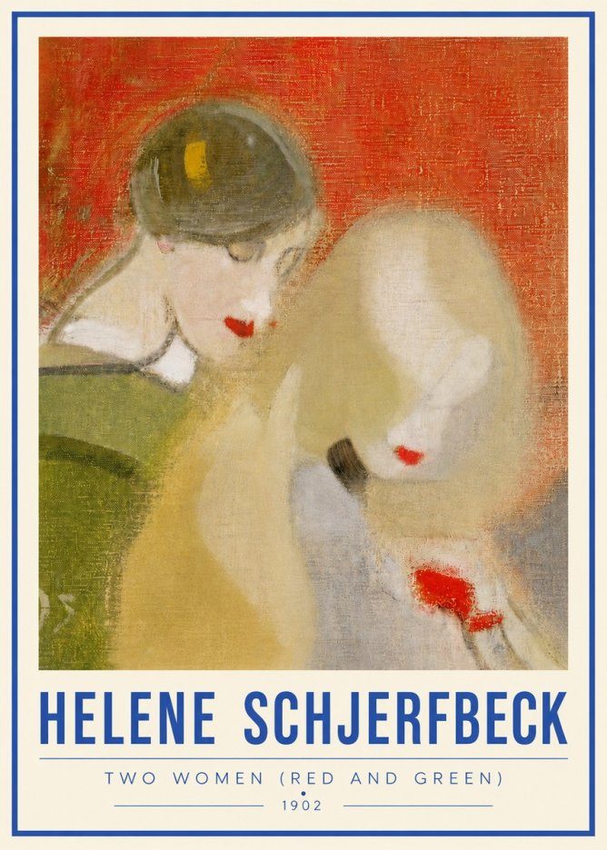 Helene Schjerfbeck Two Women (Red and Green) No4 - Poszter