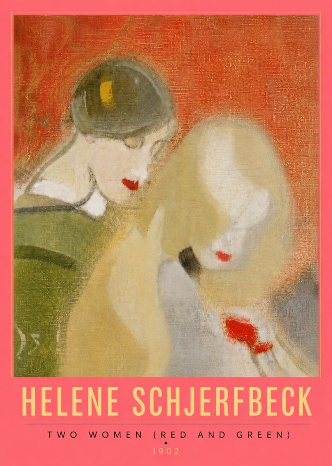 Helene Schjerfbeck Two Women (Red and Green) No6 - Poszter