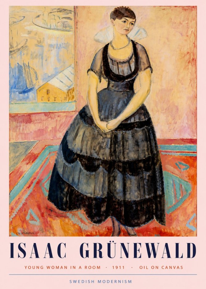 Isaac Grünewald Young Woman in a Room No3 - Poszter