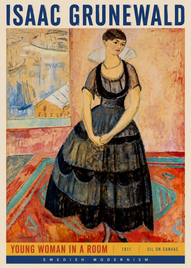 Isaac Grünewald Young Woman in a Room No4 - Poszter