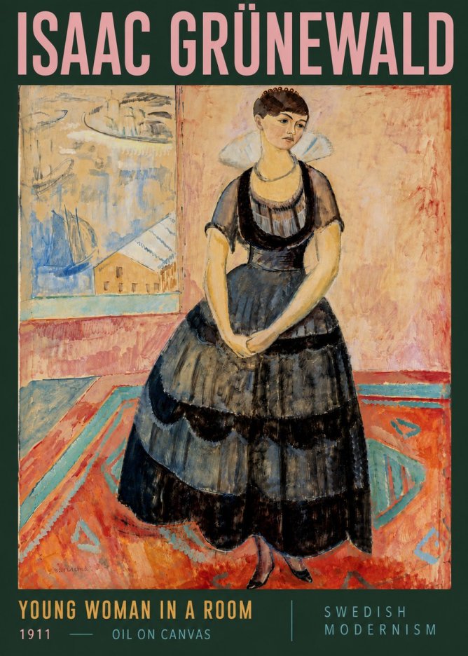 Isaac Grünewald Young Woman in a Room No5 - Poszter
