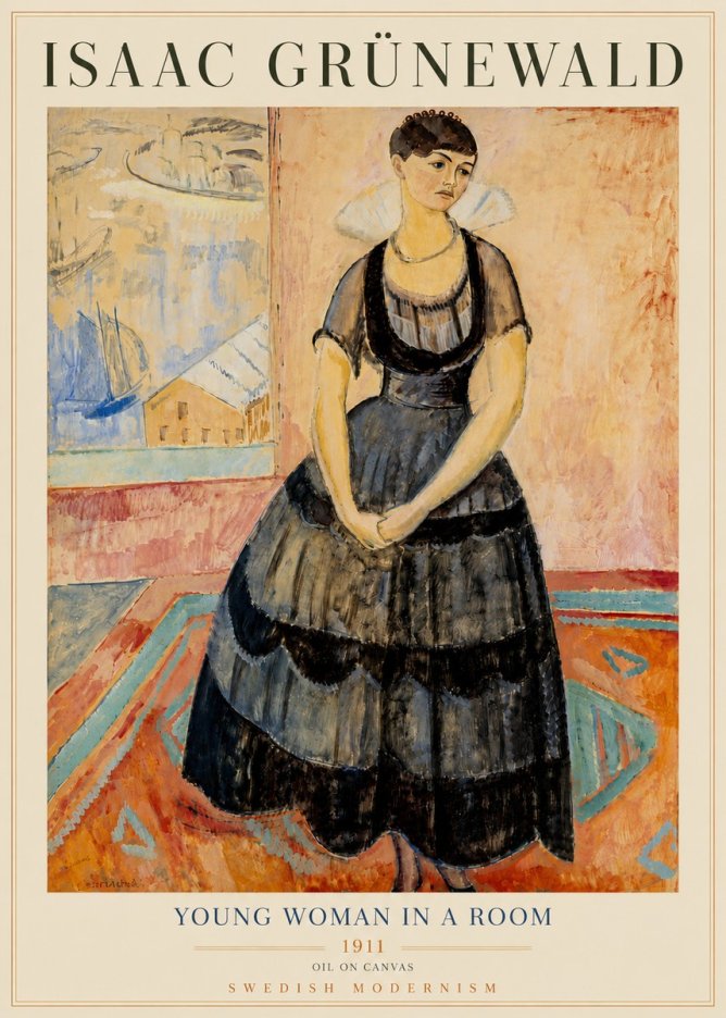 Isaac Grünewald Young Woman in a Room No6 - Poszter
