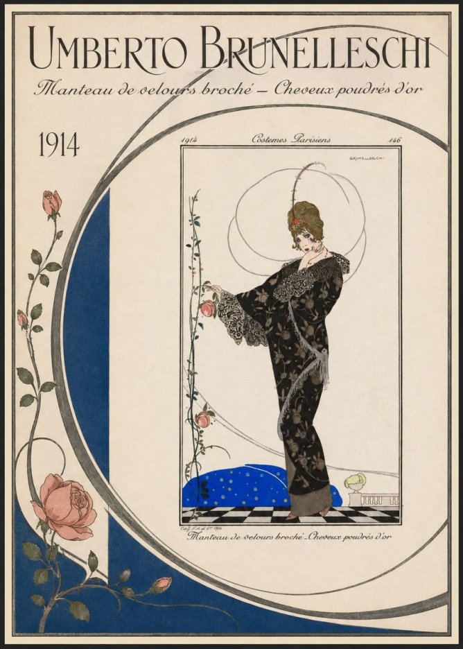 Umberto Brunelleschi Manteau De Velours Broché – Cheveux Poudrés D'or No3 - Poszter