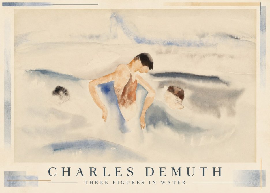 Charles Demuth Three Figures in Water No1 - Poszter