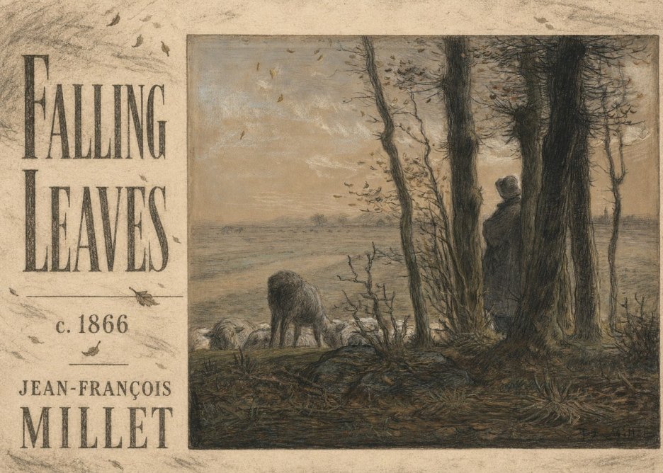 Jean-François Millet Falling Leaves No5 - Poszter