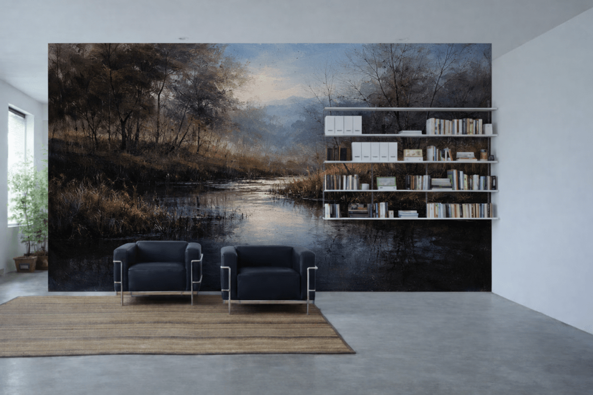 Misty Marshland Reflection