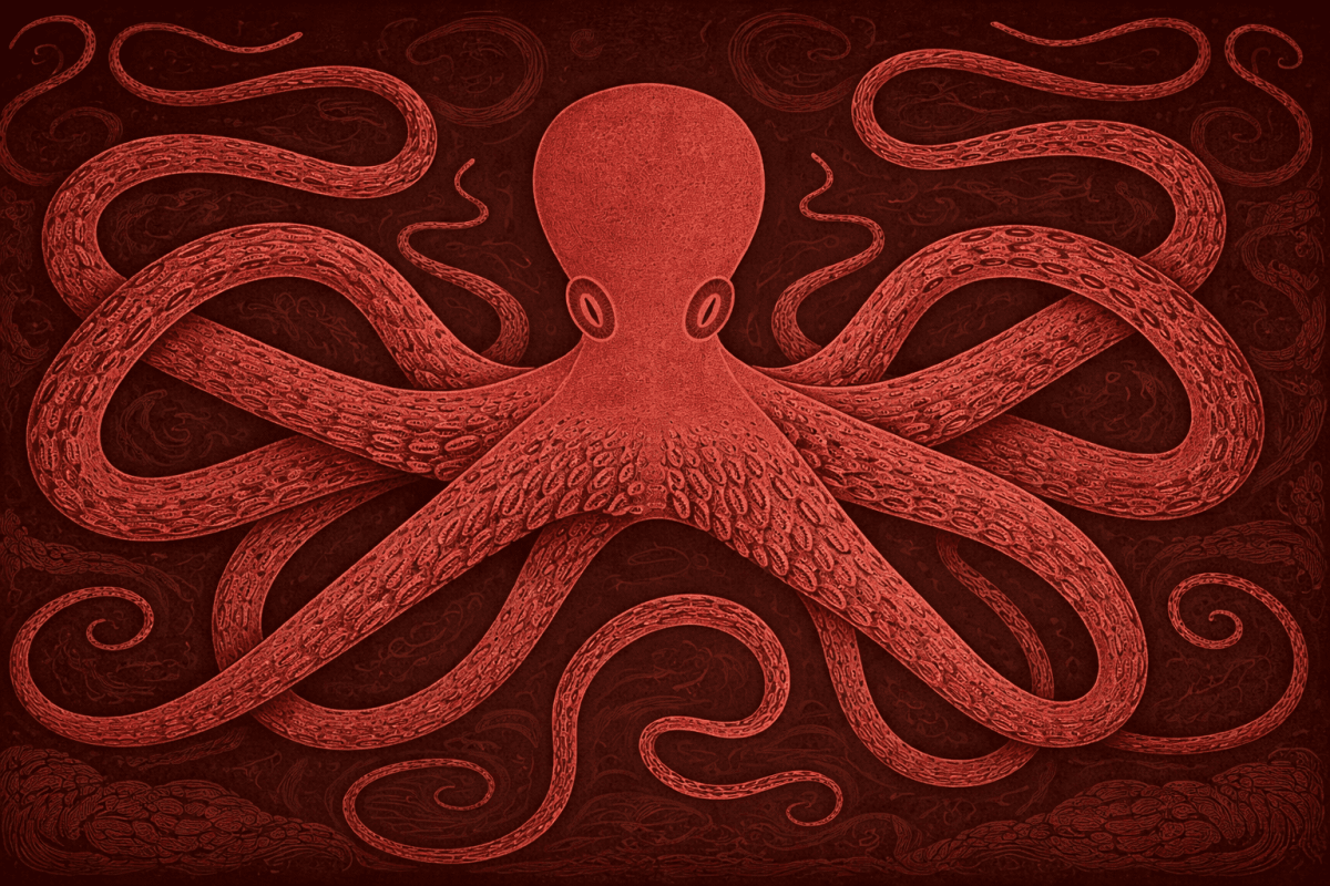 Crimson Octopus Embrace