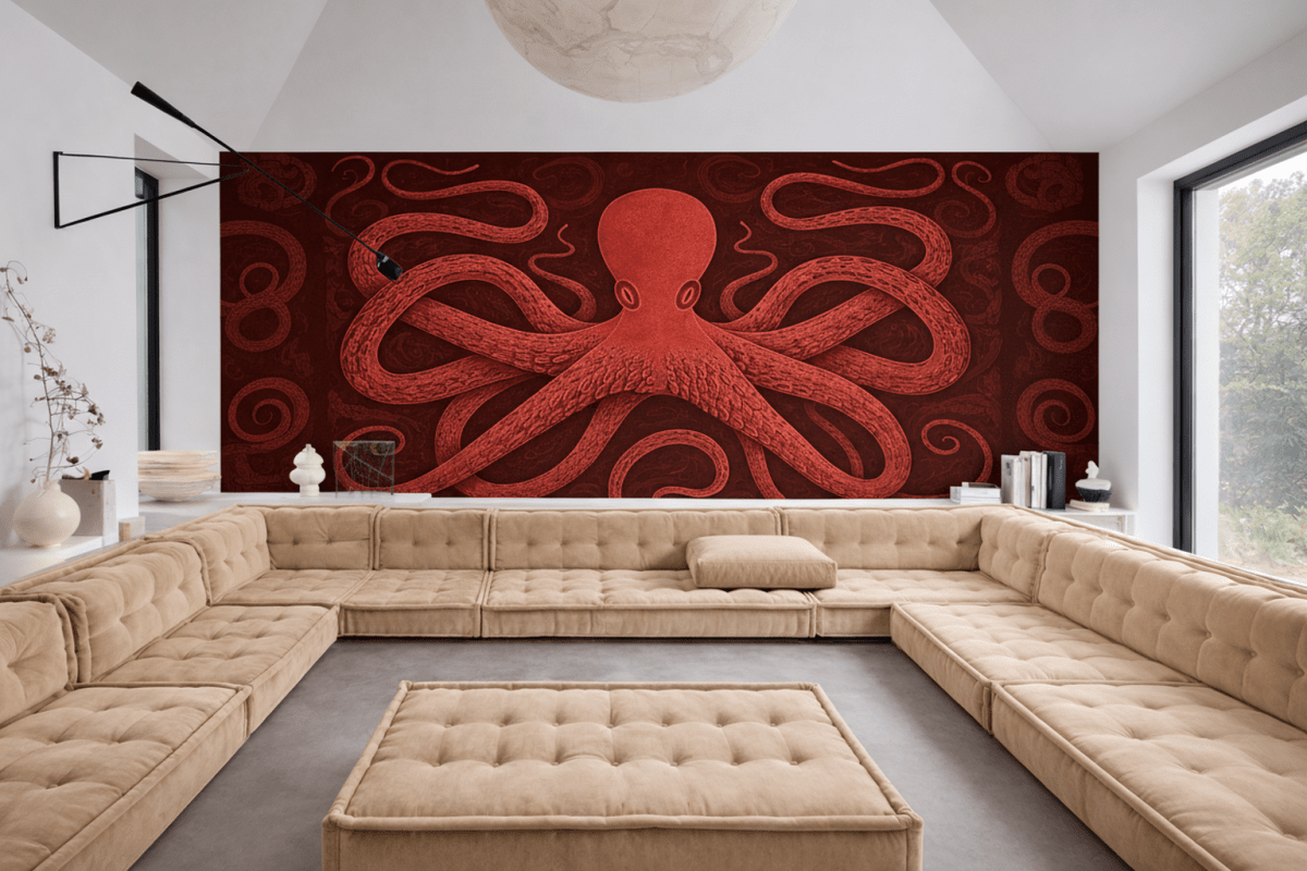 Crimson Octopus Embrace