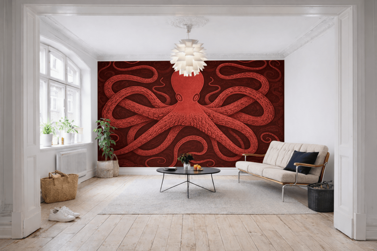 Crimson Octopus Embrace