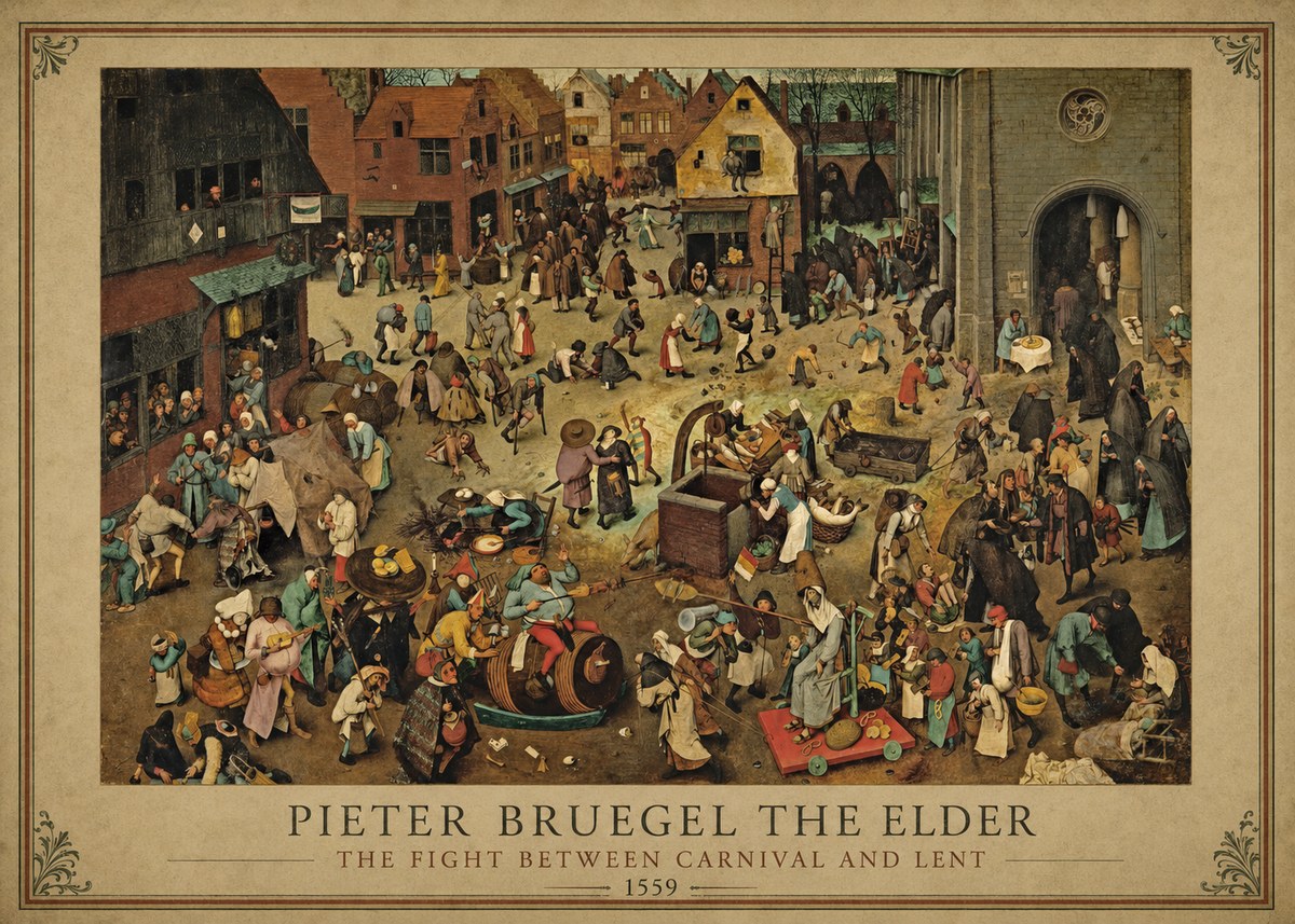 Pieter Bruegel The Fight Between Carnival and Lent I No1 - Poszter
