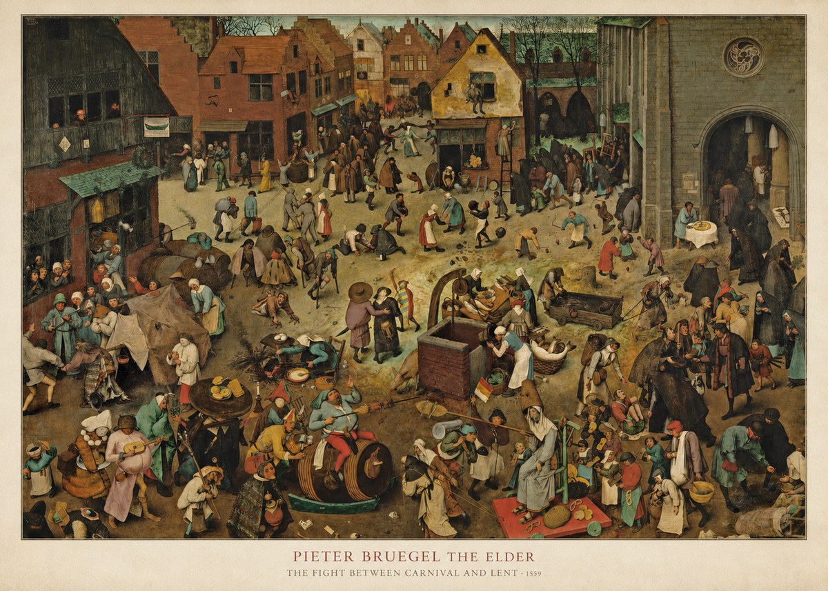 Pieter Bruegel The Fight Between Carnival and Lent I No6 - Poszter