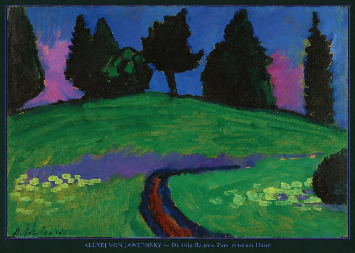 Alexej von Jawlensky Dunkle Bäume Über Grünem Hang No4 - Poszter