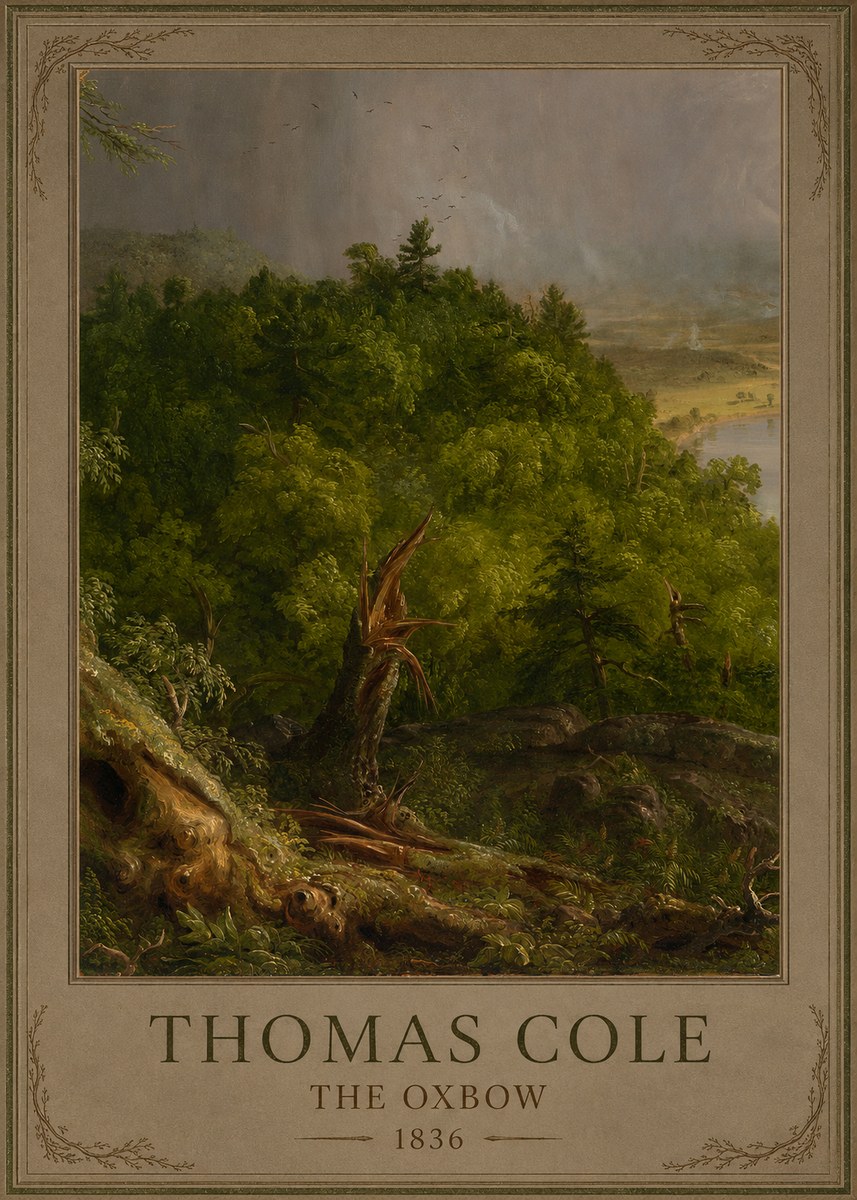 Thomas Cole View from Mount Holyoke, Northampton, Massachusetts, After a Thunderstorm—the Oxbow I No2 - Poszter