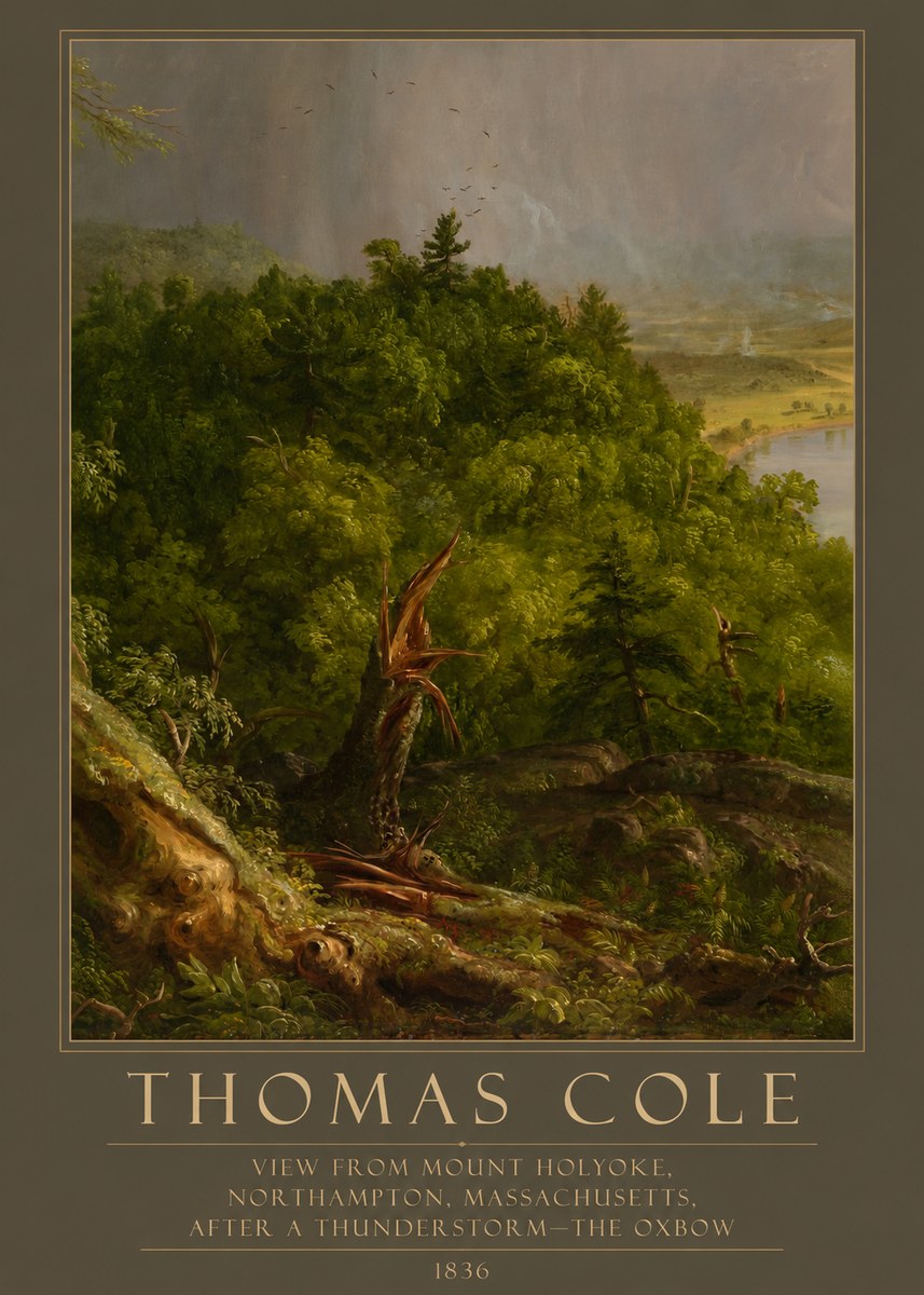 Thomas Cole View from Mount Holyoke, Northampton, Massachusetts, After a Thunderstorm—the Oxbow I No5 - Poszter