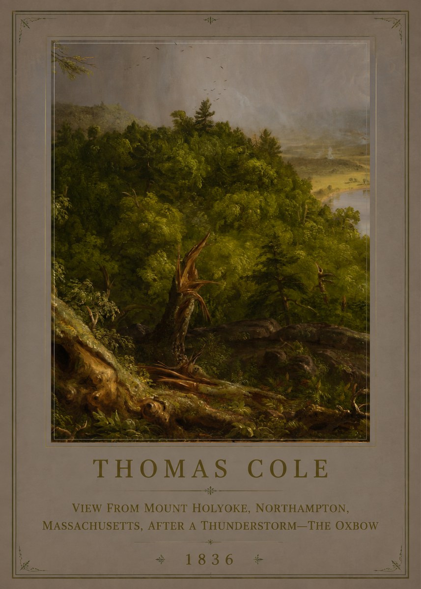 Thomas Cole View from Mount Holyoke, Northampton, Massachusetts, After a Thunderstorm—the Oxbow I No6 - Poszter