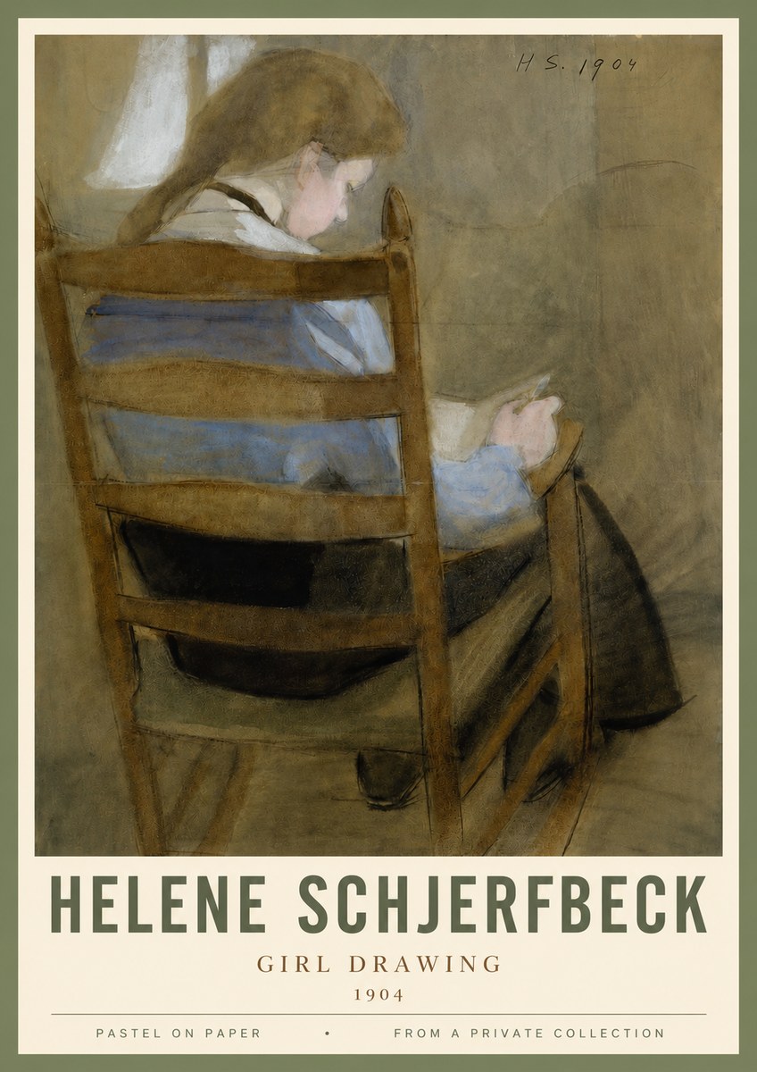 Helene Schjerfbeck Girl Drawing No3 - Poszter