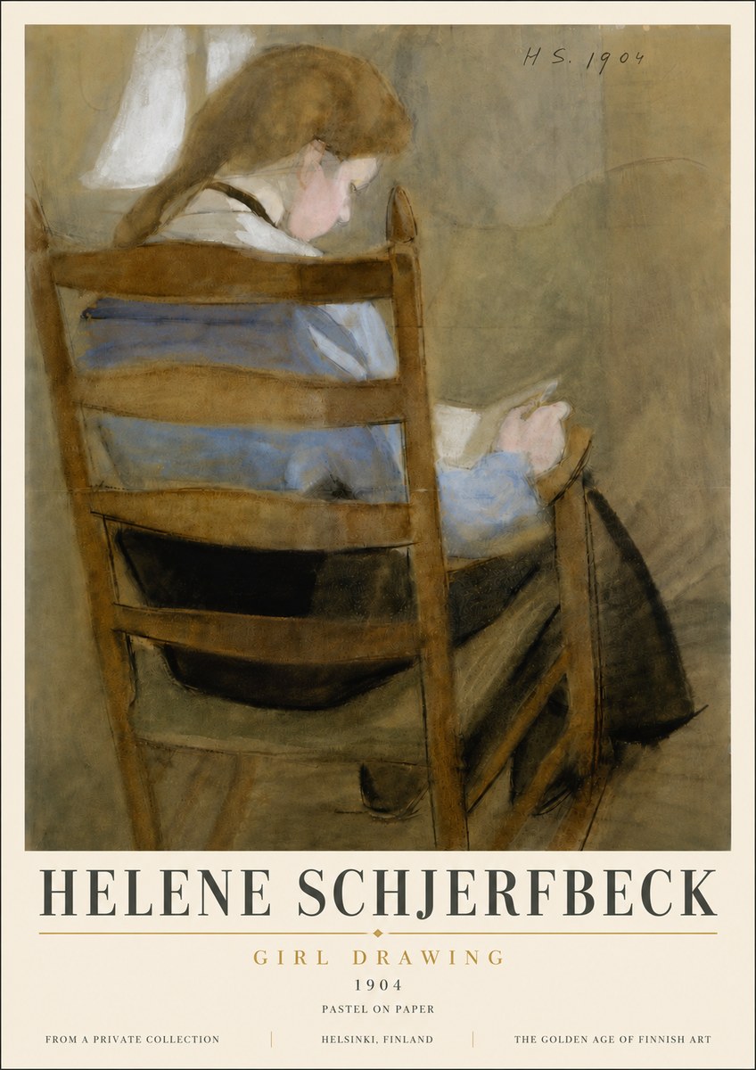 Helene Schjerfbeck Girl Drawing No6 - Poszter