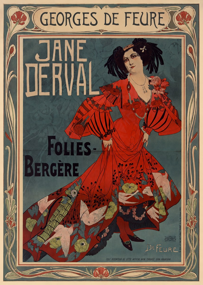 Georges de Feure Jane Derval - Folies-bergère I No1 - Poszter