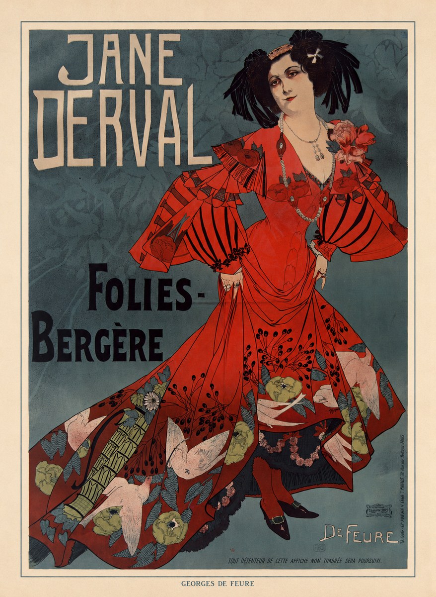 Georges de Feure Jane Derval - Folies-bergère I No6 - Poszter