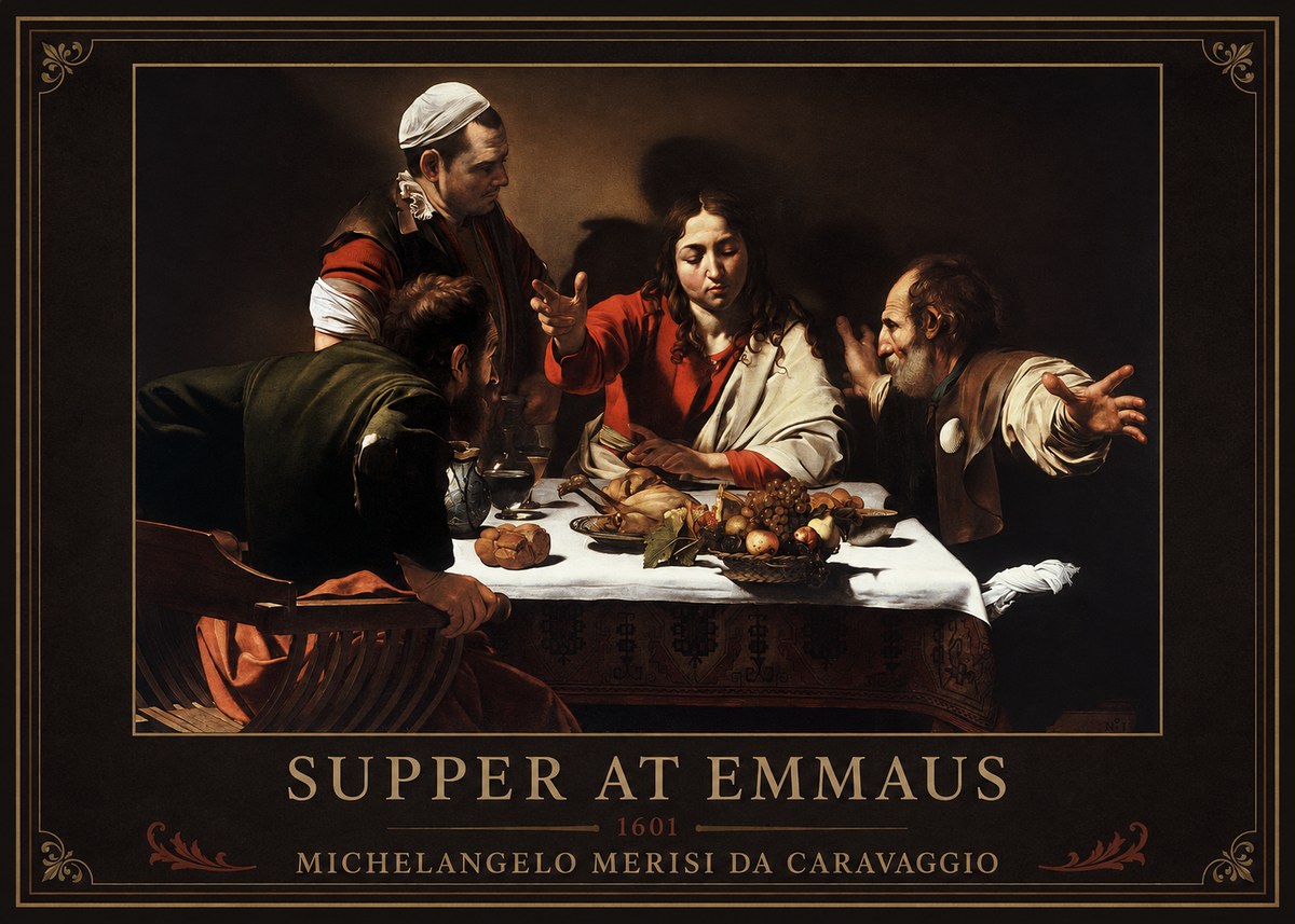 Michelangelo Merisi da Caravaggio Supper at Emmaus No1 - Poszter