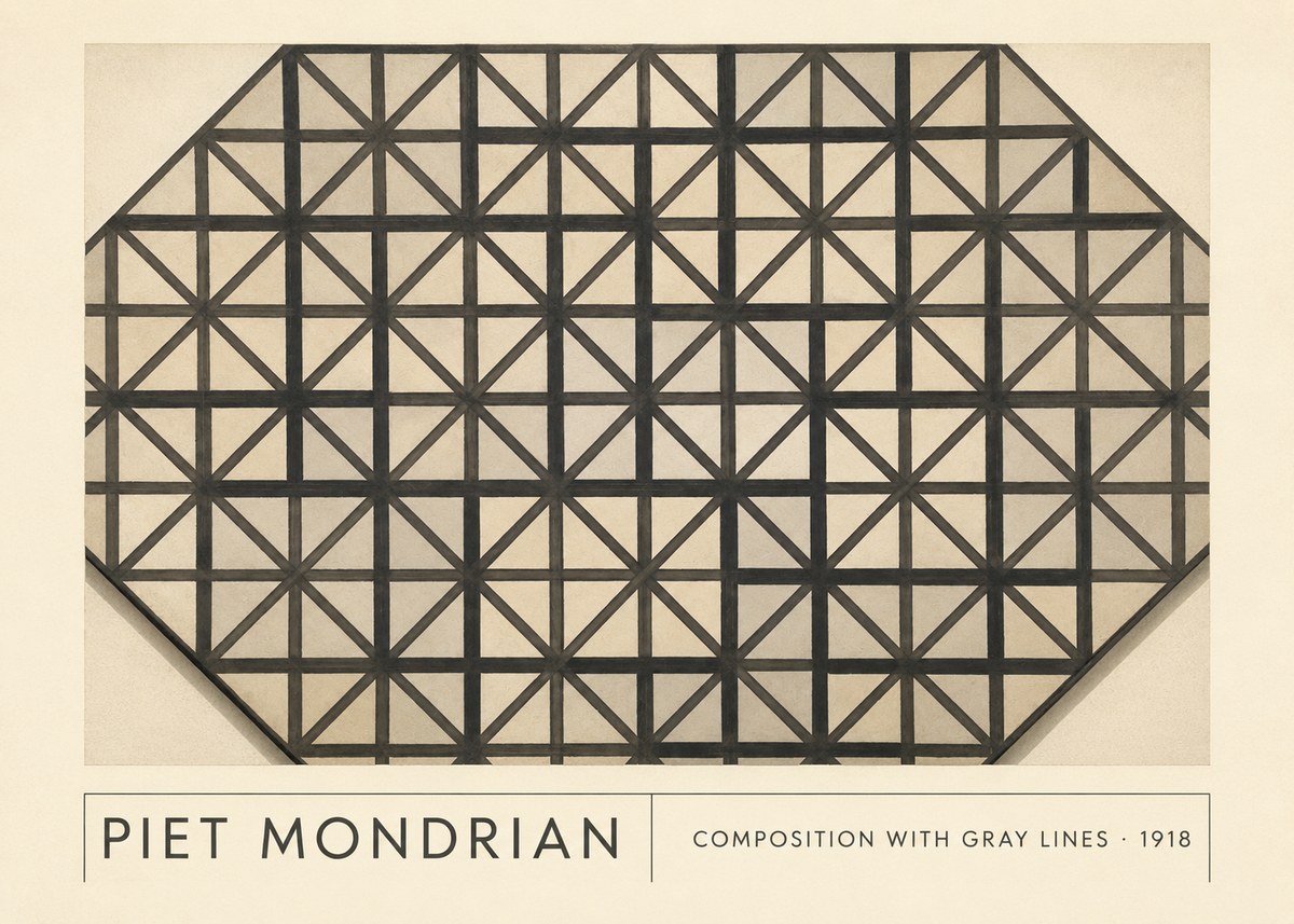 Piet Mondrian Composition with Gray Lines No1 - Poszter