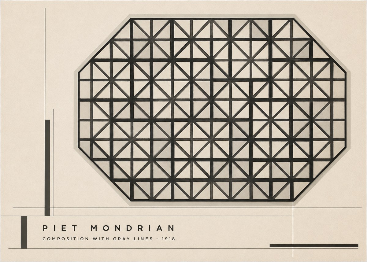 Piet Mondrian Composition with Gray Lines No2 - Poszter