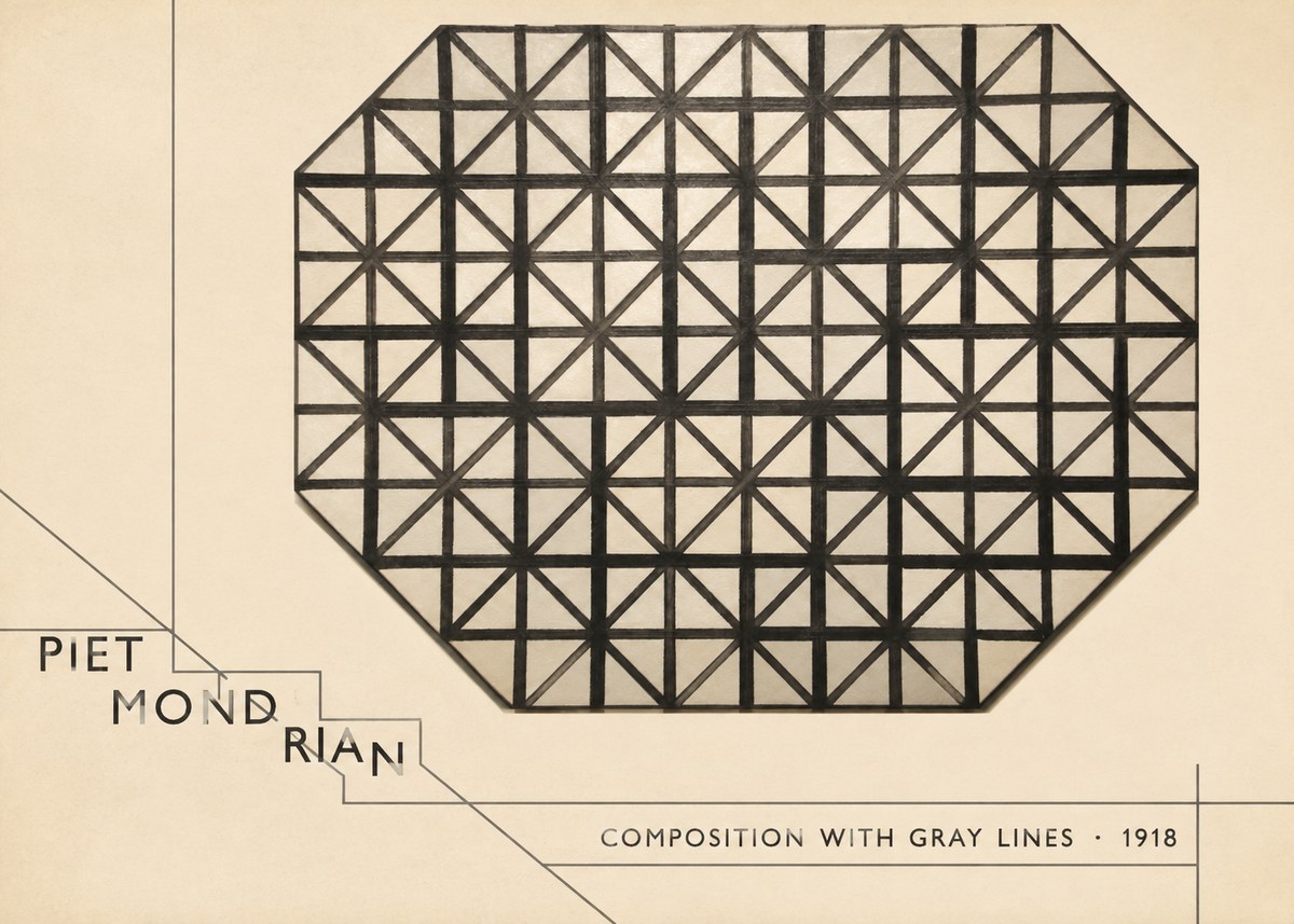 Piet Mondrian Composition with Gray Lines No3 - Poszter