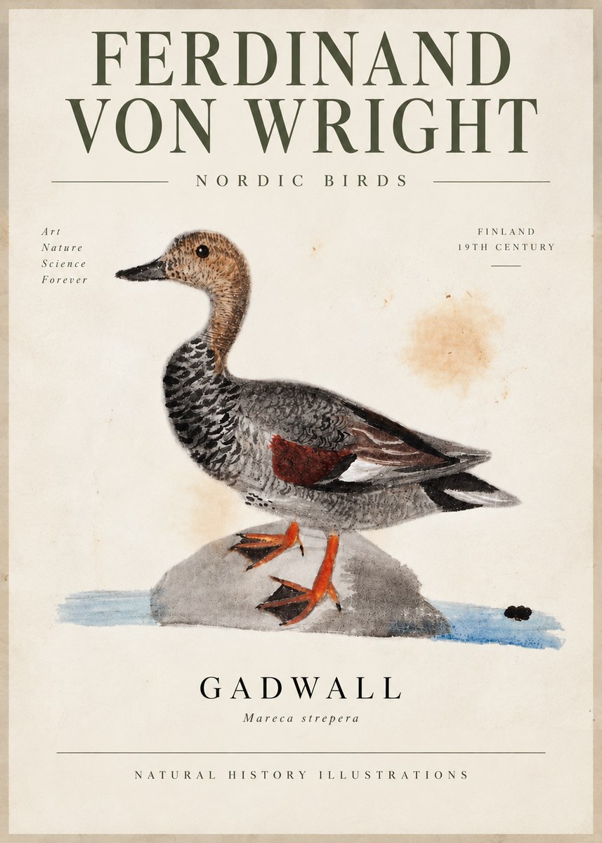 Ferdinand von Wright Duck on a Rock No6 - Poszter