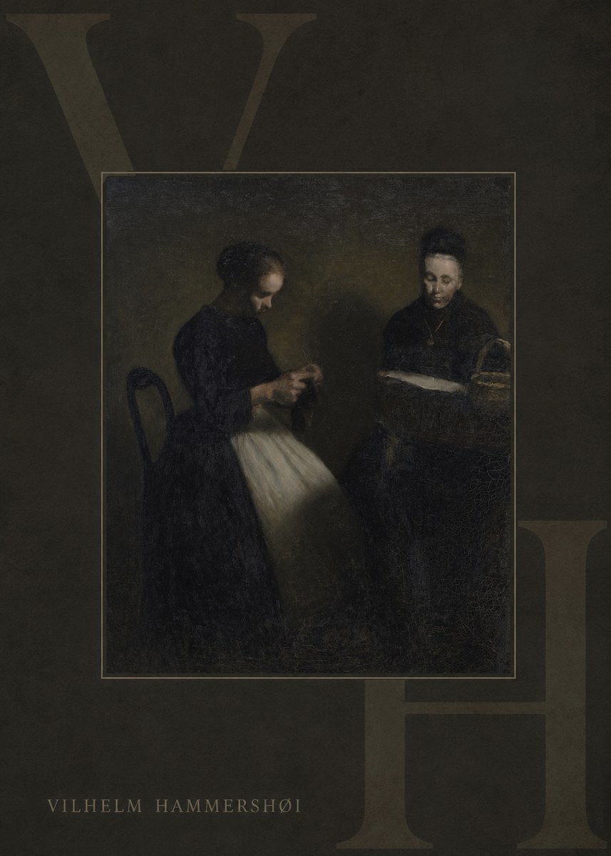 Vilhelm Hammershøi Two Women Knitting No5 - Poszter