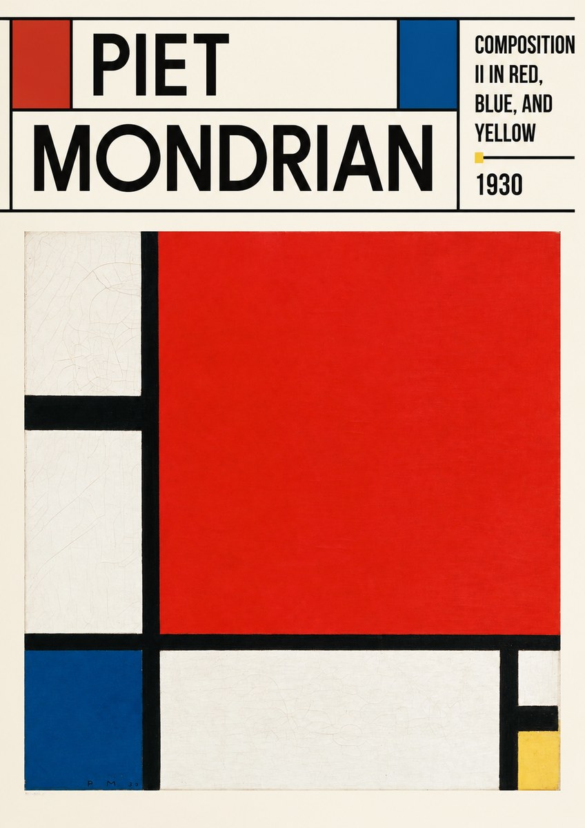 Piet Mondrian Composition Ii in Red, Blue, and Yellow No3 - Poszter