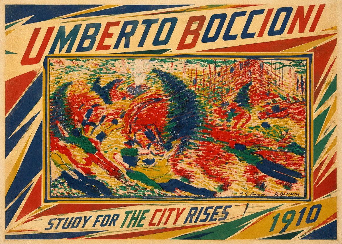 Umberto Boccioni Study for the City Rises No1 - Poszter