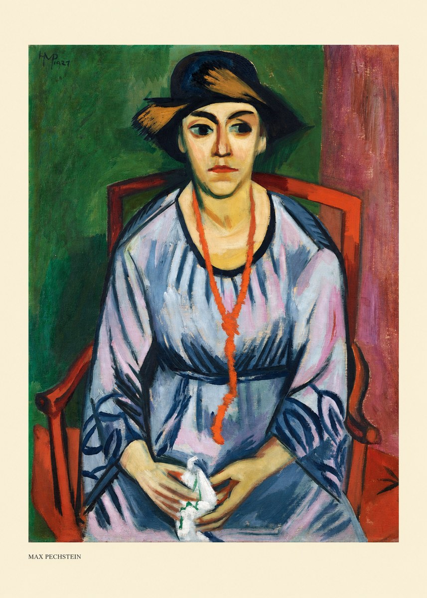 Max Pechstein Seated Woman with Hat No5 - Poszter