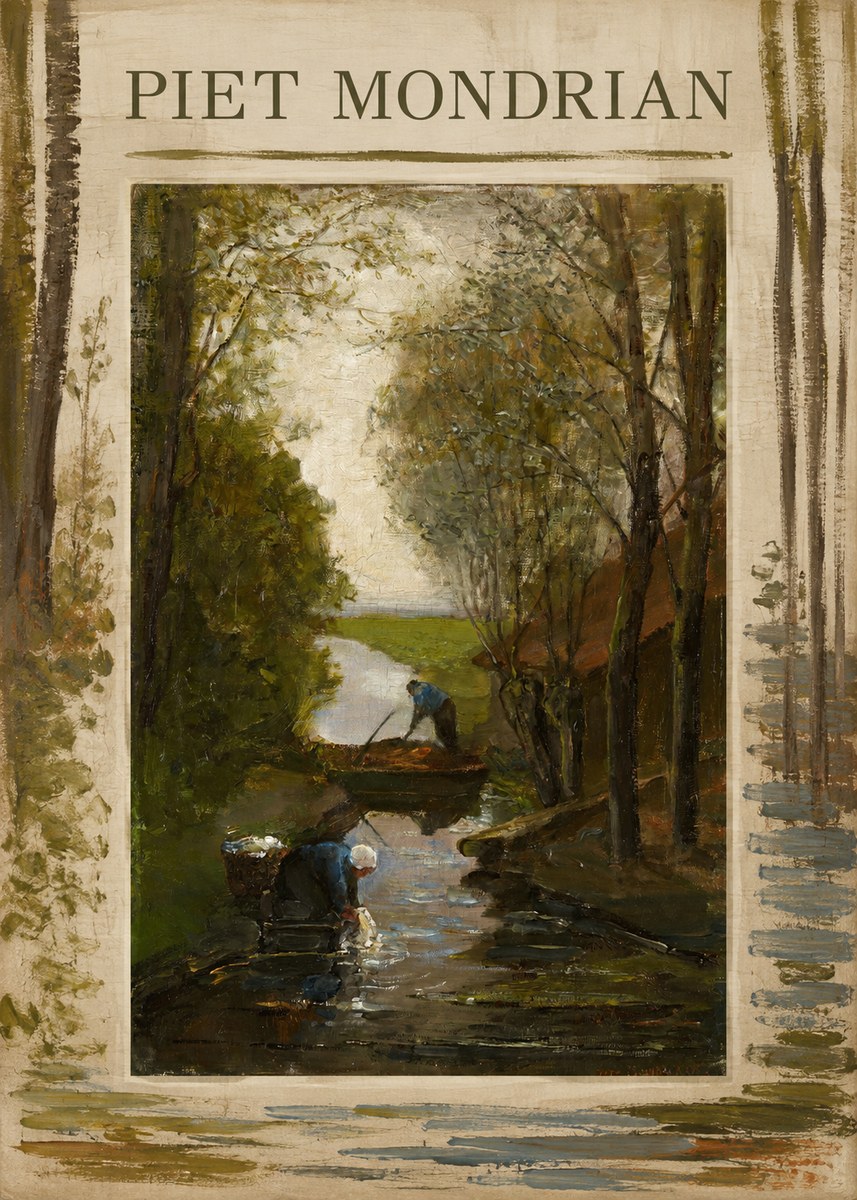Piet Mondrian Washday on the Canal No2 - Poszter