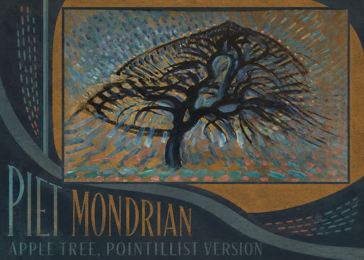 Piet Mondrian Apple Tree, Pointillist Version No3 - Poszter