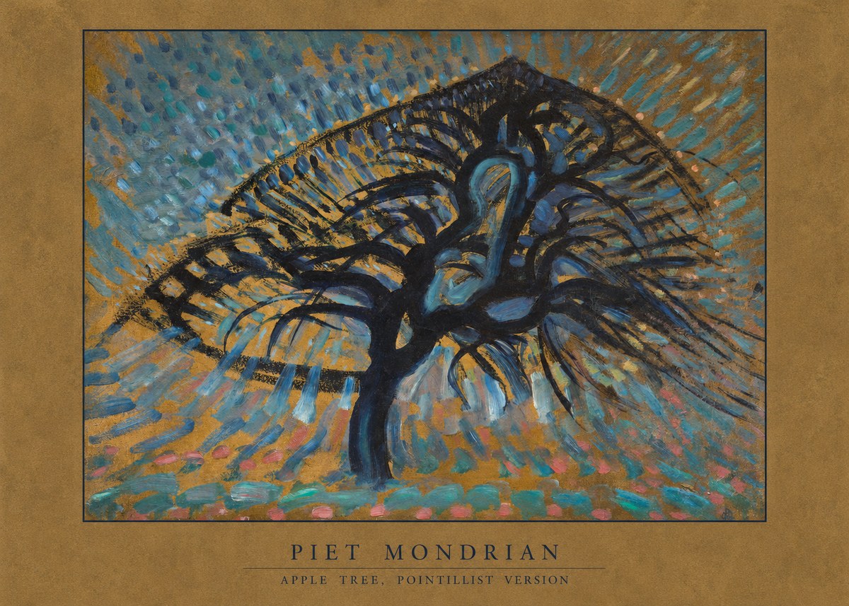 Piet Mondrian Apple Tree, Pointillist Version No6 - Poszter
