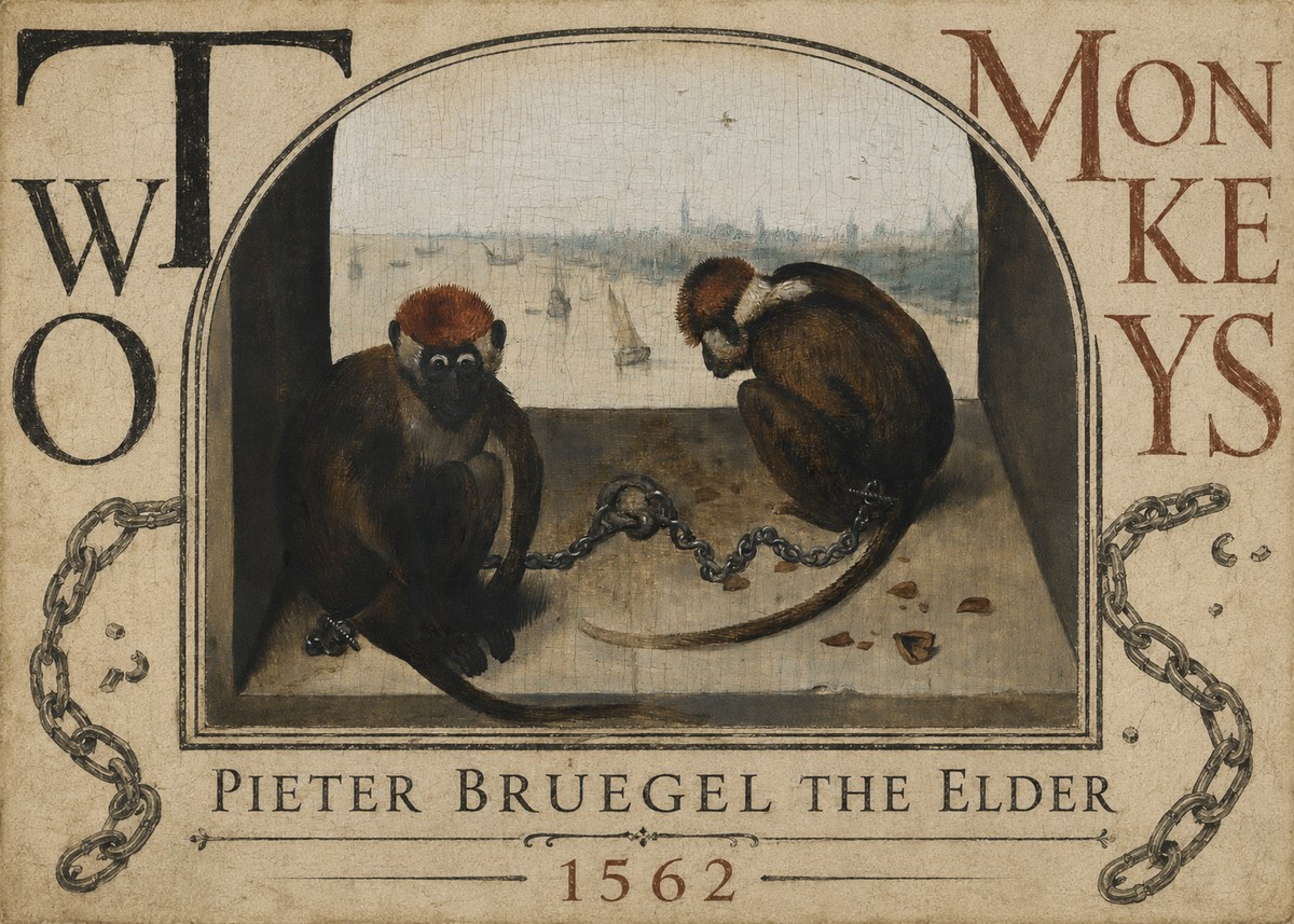 Pieter Bruegel Two Monkeys I No3 - Poszter