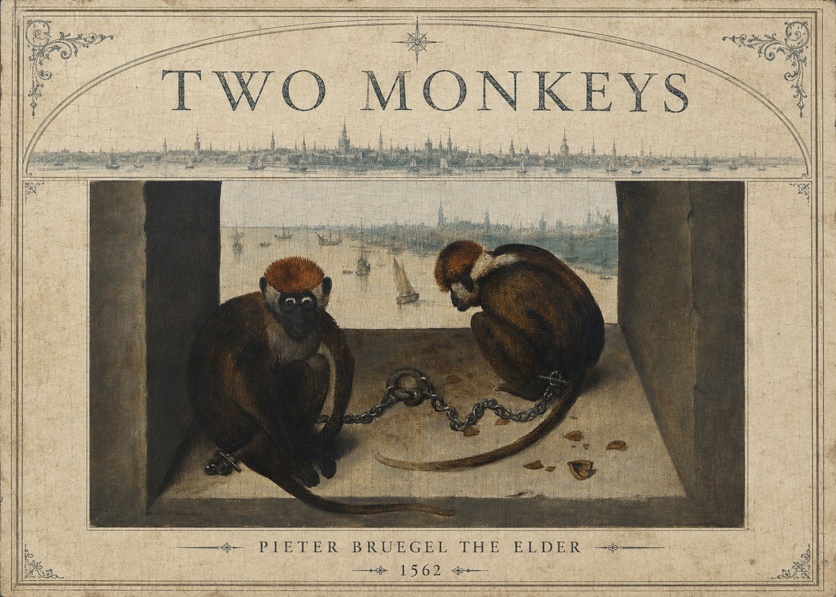 Pieter Bruegel Two Monkeys I No6 - Poszter