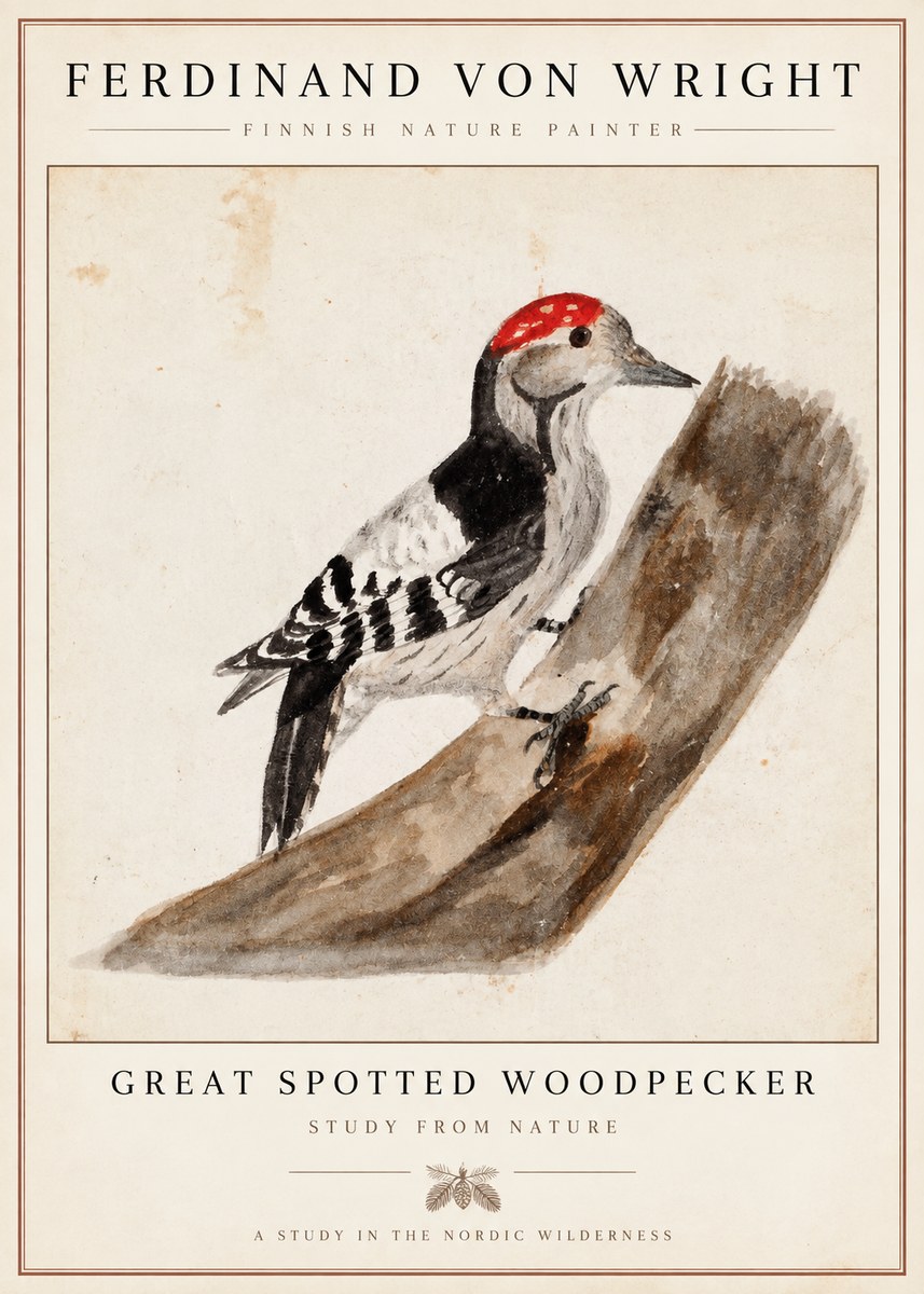 Ferdinand von Wright Woodpecker Study No5 - Poszter