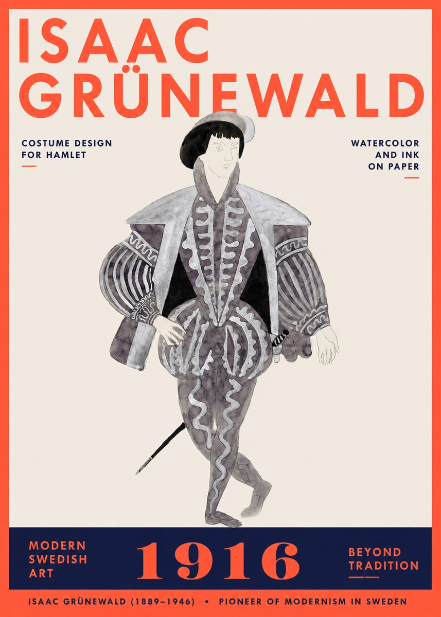 Isaac Grünewald Costume Design for Hamlet No3 - Poszter